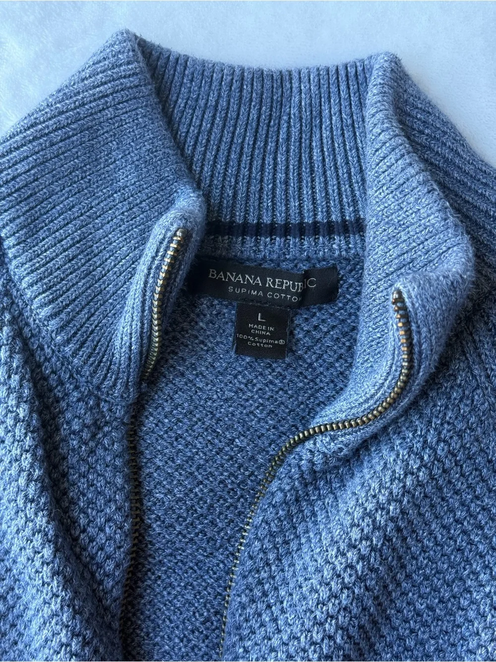 Banana Republic Slate Blue Textured Zip Cardigan